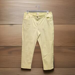 Chico's Skimmer Ankle Size 2 12 Large Lime Green Mid Rise Stretch Jeans